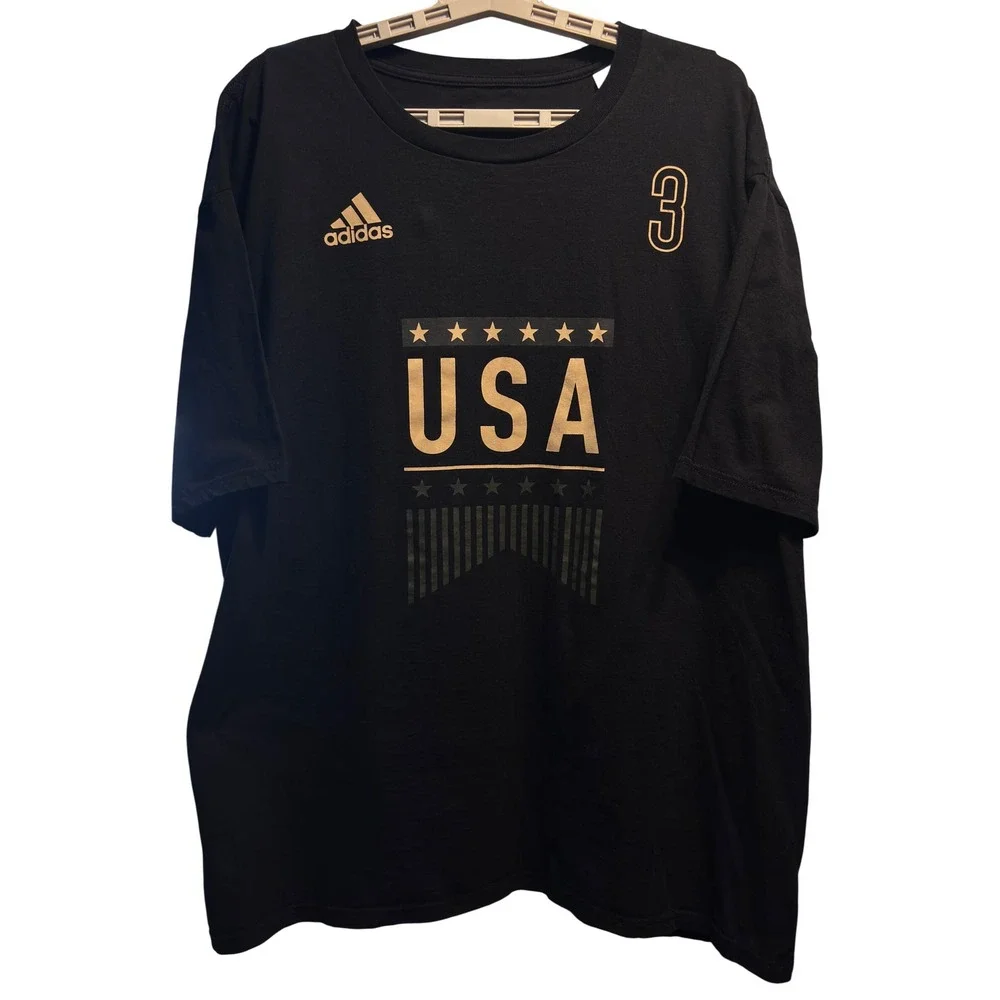 2017 Adidas T-Shirt Mens 2XL Black Excellent USA Gold Graphic The Go-To Tee